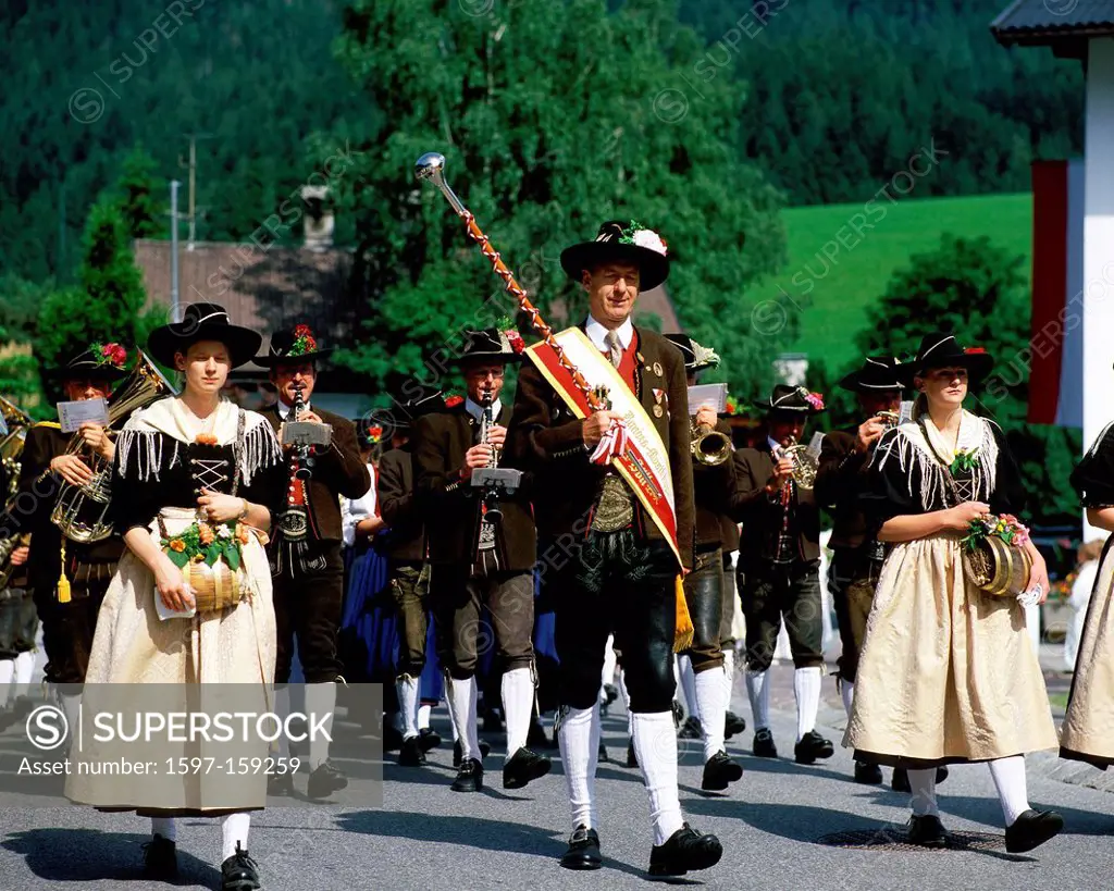 Austria, Europe, Tyrol, Söll, Wilder Kaiser, national costumes, folklore, custom, tradition, musician, summer, place, village, travel, Idyllic, idyls,...