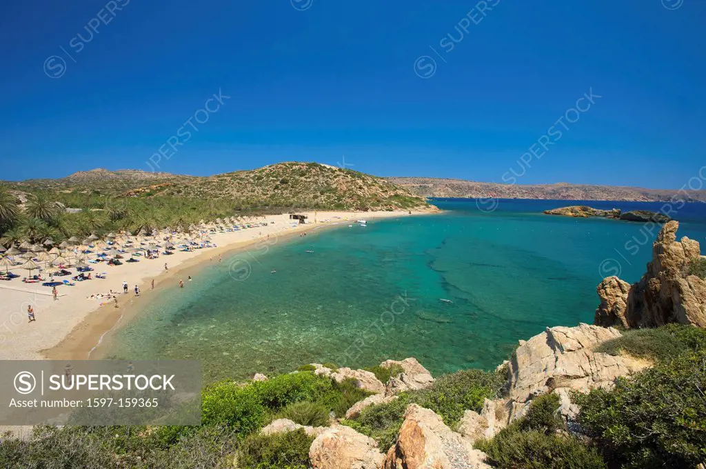 Crete, Greece, Europe, in Greek, island, isle, islands, isles, Mediterranean Sea, Europe, European, outdoors, day, Vai, palm beach, palm beaches, sand...