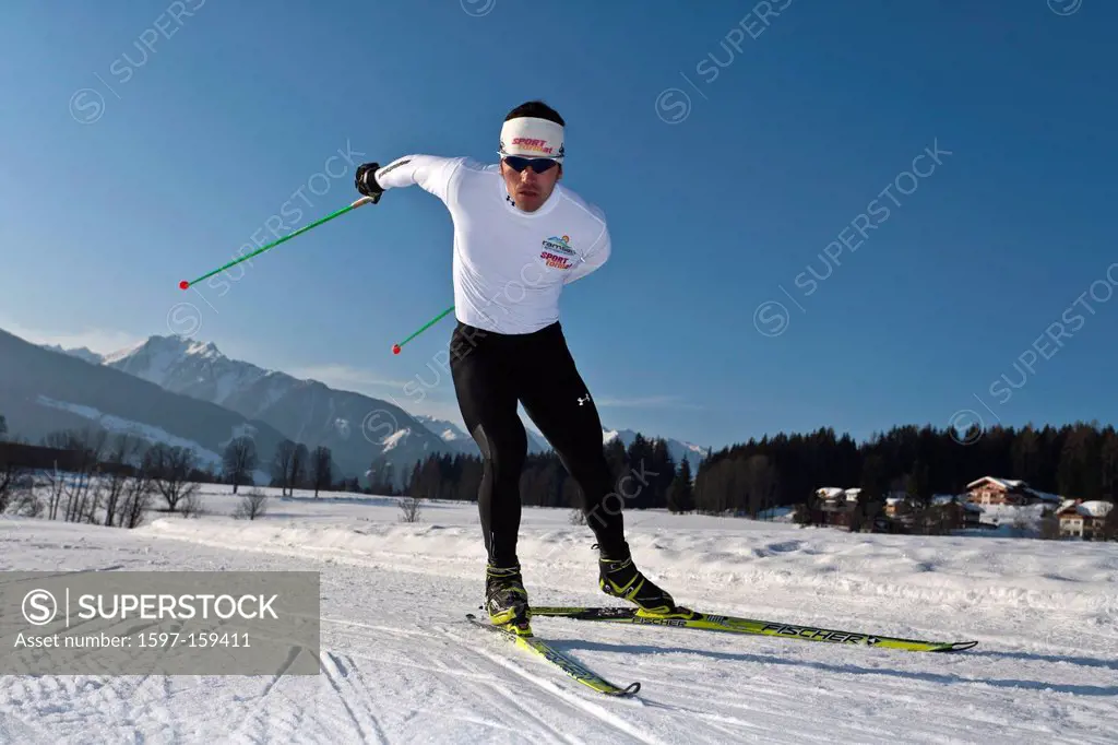 Man, Cross_country, skiing, Skating, Ramsau, Styria, ski, fitness, Austria, winter, sport