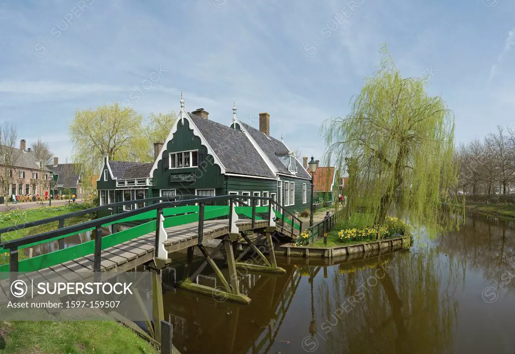 Netherlands, Holland, Europe, Zaandam, city, village, water, trees, spring, Open air, museum, Zaanse Schans,