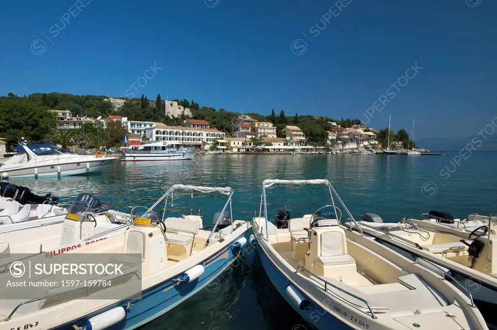 Greece, Europe, Ionic islands, isles, Kerkira, Kerkyra, Corfu, Mediterranean Sea, island, isle, islands, isles, outdoors, outside, Kassiopi, harbour, ...