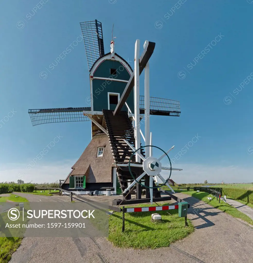 Netherlands, Holland, Europe, Graafland, Groot_Ammers, windmill, summer, Smock windmill, Smock,