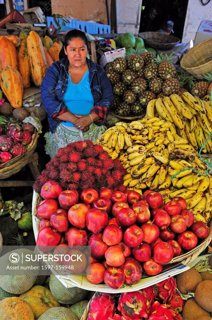 Fruit, vendor, local woman, vertical, Market, apple, Esteli, Nicaragua, Central America