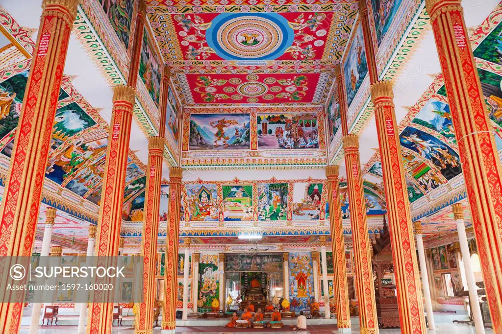 Asia, Laos, Vientiane, Pha That Luang, Temple, Temples, Monk, Monks, Buddhist, Buddhism, Buddhist Temple, Interior, Holiday, Vacation, Tourism, Travel