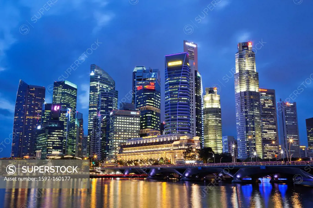 Asia, Singapore, City Skyline, Cityscape, Skyscrapers, Modern Buildings, Hi_rise, Night View, Night Lights, Illumination, Tourism, Holiday, Vacation, ...