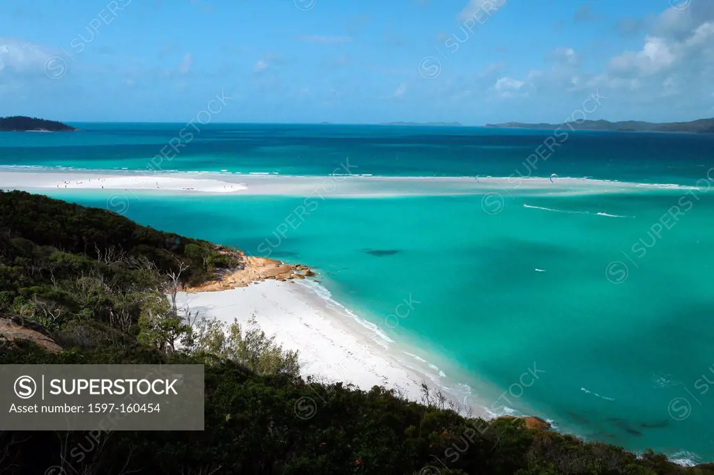 Whitsunday Island, Whitehaven Beach, seashore, sand, white, softy, sea, turquoise, clear, warmly, tropics, dream beach, picture book beach, quiet, lon...