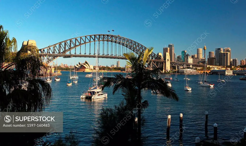 Lavender Bay, Sydney opuses House, Harbour bridge, opera, opera_house, bridge, harbour, port, water, blue sky, sun, highlight, place of interest, land...