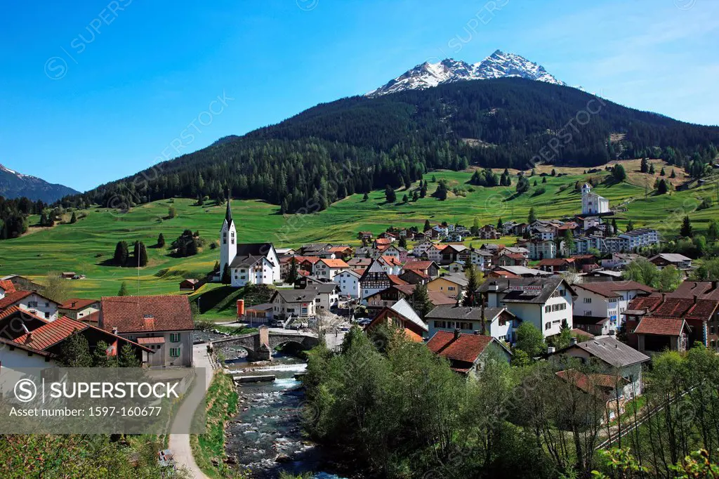 Travel, Nature, Geography, Europe, Switzerland, Graubunden, Grisons, Savognin, Village, Tranquil, Idyllic, Scenic, Day, Holiday, No People, nobody, Ho...