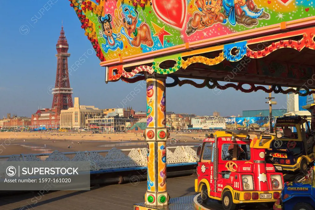 central pier, Blackpool, tower, amusement arcade, ride, Lancashire, England, UK, United Kingdom, EU, Europe, European, travel, holiday, vacation, seac...