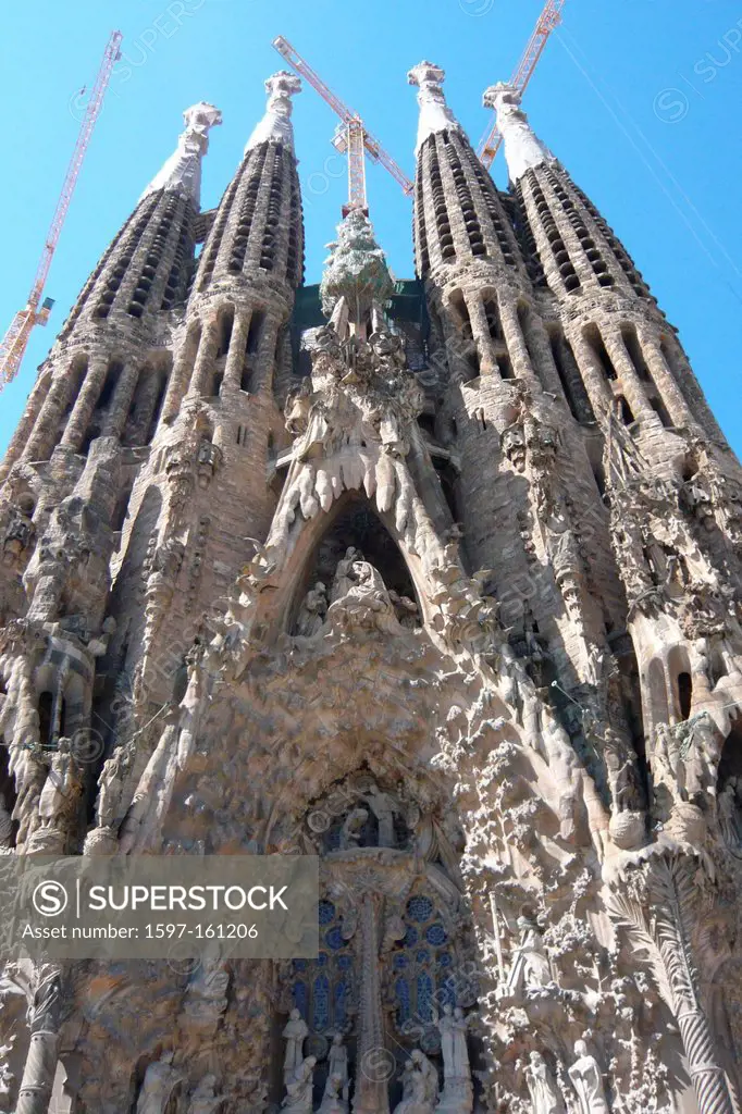 Spain, Barcelona, architecture, Sagrada Familia, basilica, Antoni Gaudi, Gaudi, church, landmark, outside