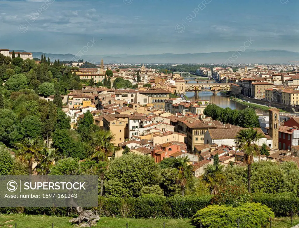 Florence, Italy, Europe, Tuscany, Toscana, town, city, overview, park