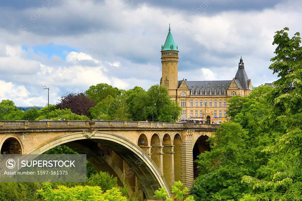 Luxemburg, Europe, travel, City, world heritage, Adolphe, Bridge, Bank, Museum, architecture, center, city center, downtown, flag, skyline, Unesco