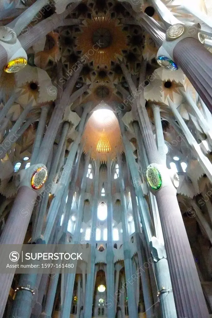 Spain, Barcelona, architecture, Sagrada Familia, basilica, Antoni Gaudi, Gaudi, church, landmark, inside