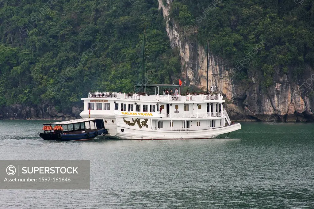 Asia, holiday boat, bay, rock coast, Halong, Halong Bay, bay, South_East Asia, sailing ship, Vietnam,