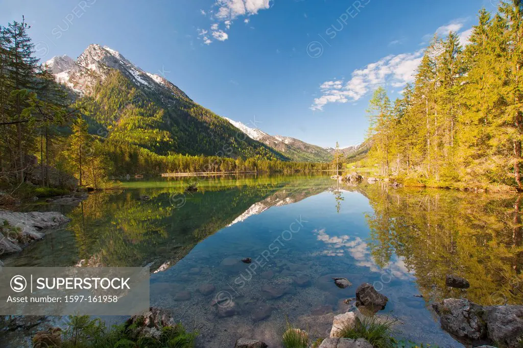 Bavaria, Europe, Upper Bavaria, Berchtesgaden area, Berchtesgaden, sky, blue sky, Alps, mountains, rock, Hochkalter, cold, blue ice, Hochkalter massif...
