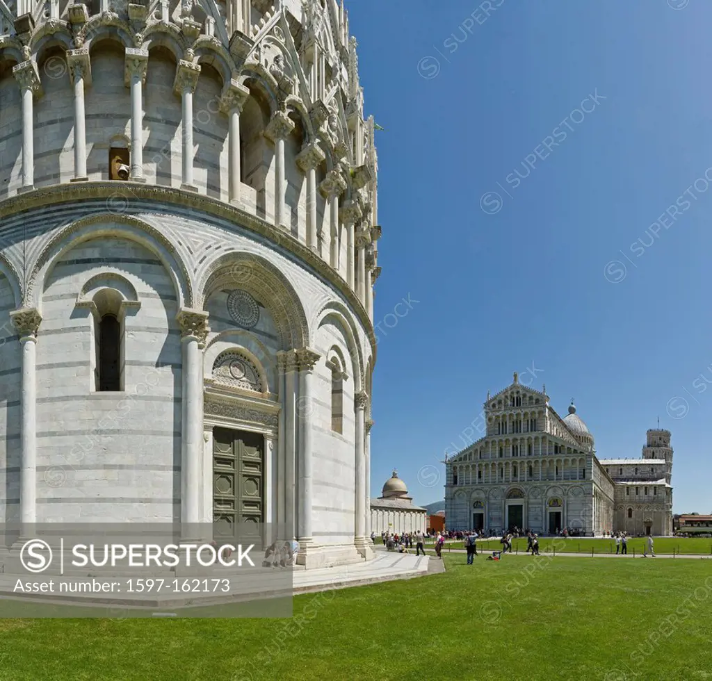 Pisa, Italy, Europe, Tuscany, Toscana, baptistry, skew tower, rook, tower, rook, cathedral, dome, cathedral, tourism