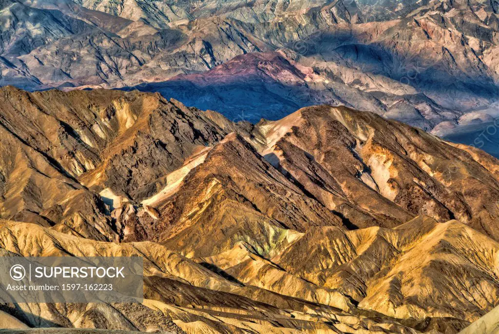 view, zabriskie point, Death Valley, national park, California, USA, United States, America, nature, landscape, geology, rocks, formation, structure