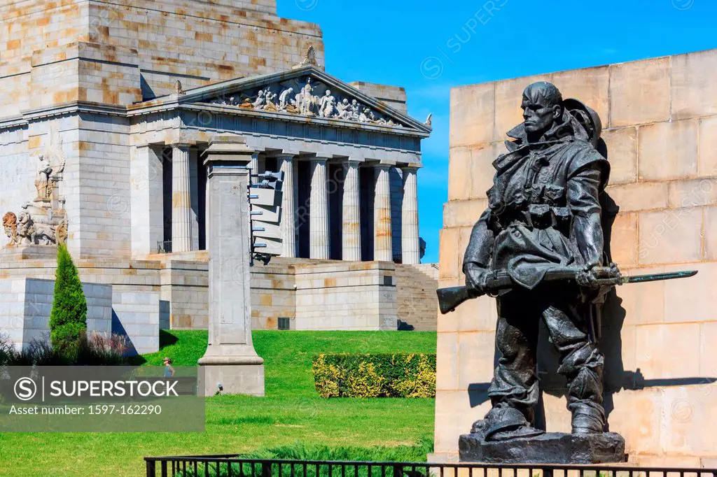 Australia, James Wardrop, Kings Domain, Melbourne, Phillip Hudson, Shrine of Remembrance, St. Kilda Road, Tynong granite, Victoria, World War I, monum...