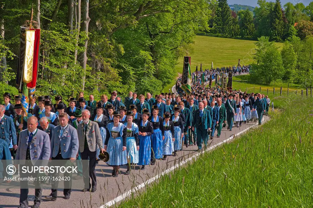 Bavaria, Europe, Germany, Upper Bavaria, Chiemgau, Siegsdorf, Maria Eck, religion, faith, monument, national costume, Trachtler, pilgrimage, pilgrimag...