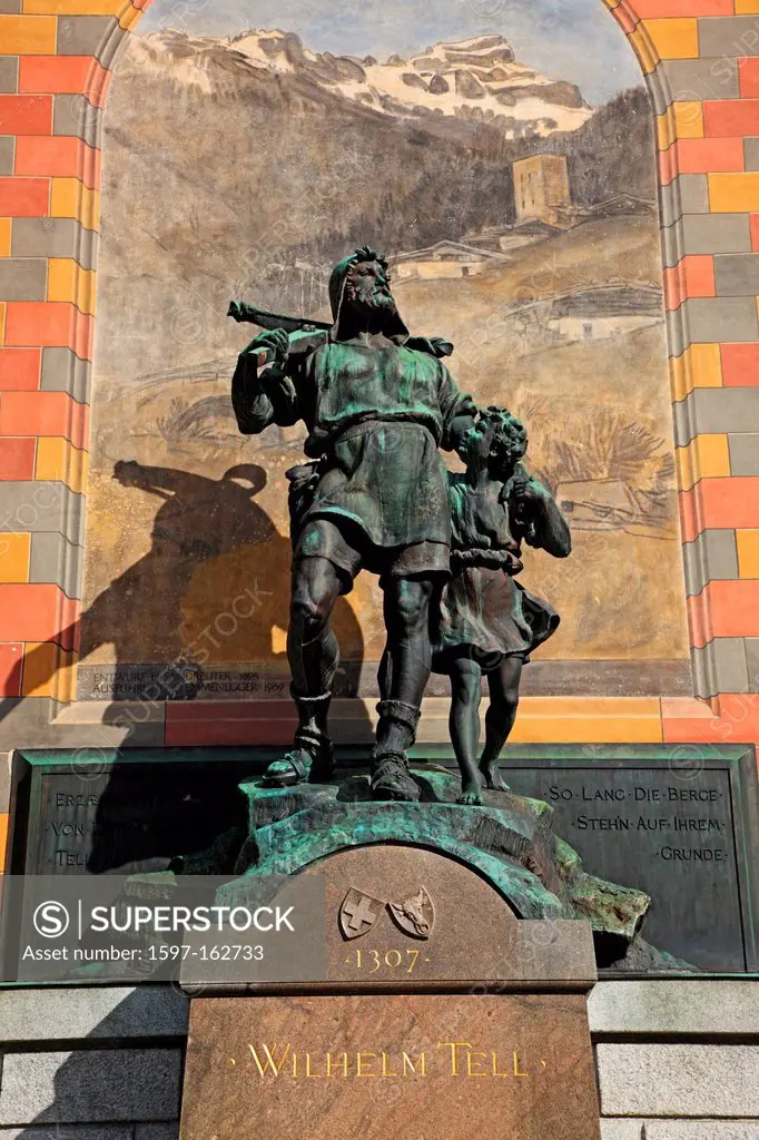 Switzerland, Canton Uri, Altdorf, Wilhelm Tell statue