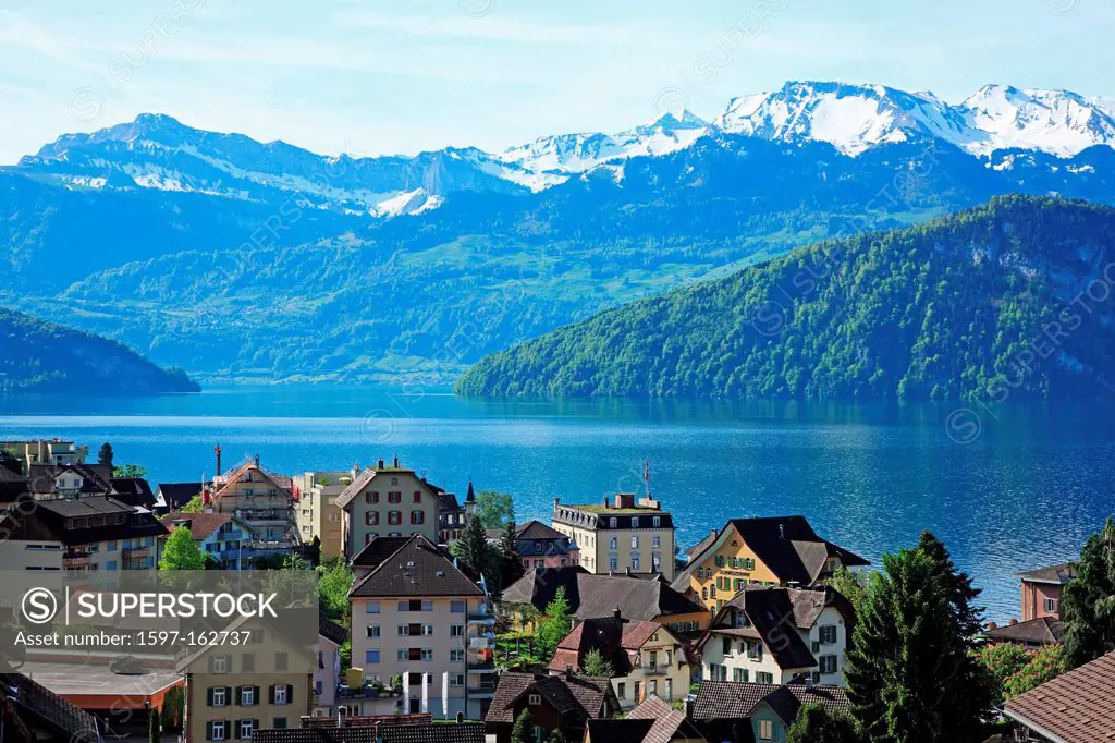Switzerland, Canton Lucerne, Weggis at Lake Lucerne