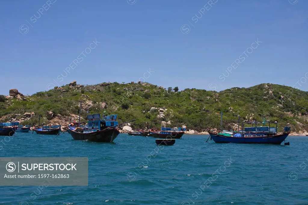 Asia, bay, fishing boats, Hy, coastal, scenery, nature, South_East Asia, Vietnam, Vinh, water