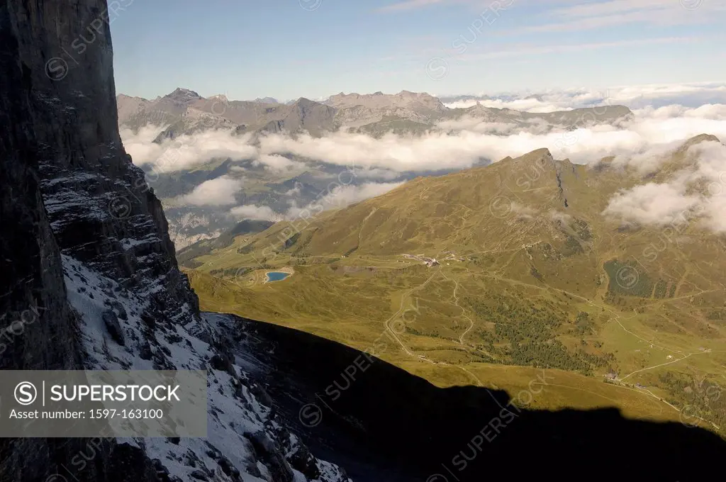 Bernese Oberland, view, mountain, Eiger, north face, canton Bern, Switzerland, Europe,