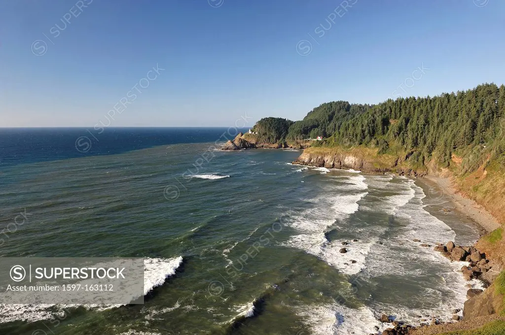 Sea Lions Cave, Heceta Head, Lighthouse, sea, Coast, Oregon, USA, United States, America, North America,