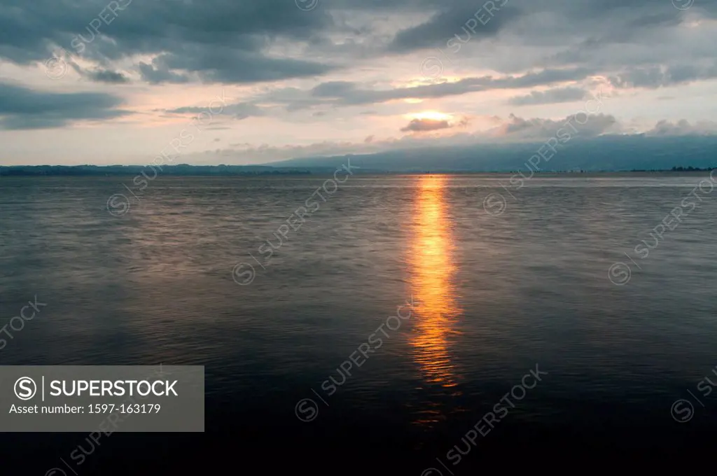 Austria, Europe, Vorarlberg, landscapes, Rheinholz, Rheindelta, Sunrise, Bodensee, Lake Constance, lake, nature, water, clouds, reflection