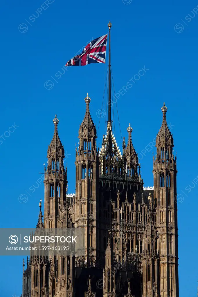 UK, Great Britain, Europe, travel, holiday, England, London, City, Palace of Westminster, Houses of Parliament, flag