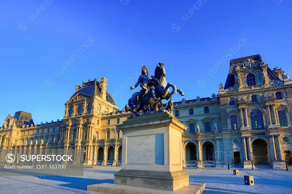 France, Europe, travel, Paris, City, Louvre, Museum, Louis XIV, Statue, architecture, art, artistic, monument, monumental, skyline,