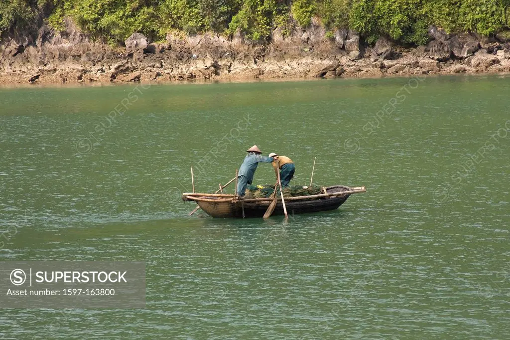 Asia, boat, fishing boat, Halong, Halong Bay, bay, South_East Asia, Vietnam, water