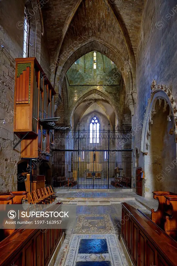 Spain, Europe, Catalonia, Royal Monastery, Vallbona, Vallbona de les Monges, Inside, Church, XII century, architecture, art, organ, Cistercians, histo...
