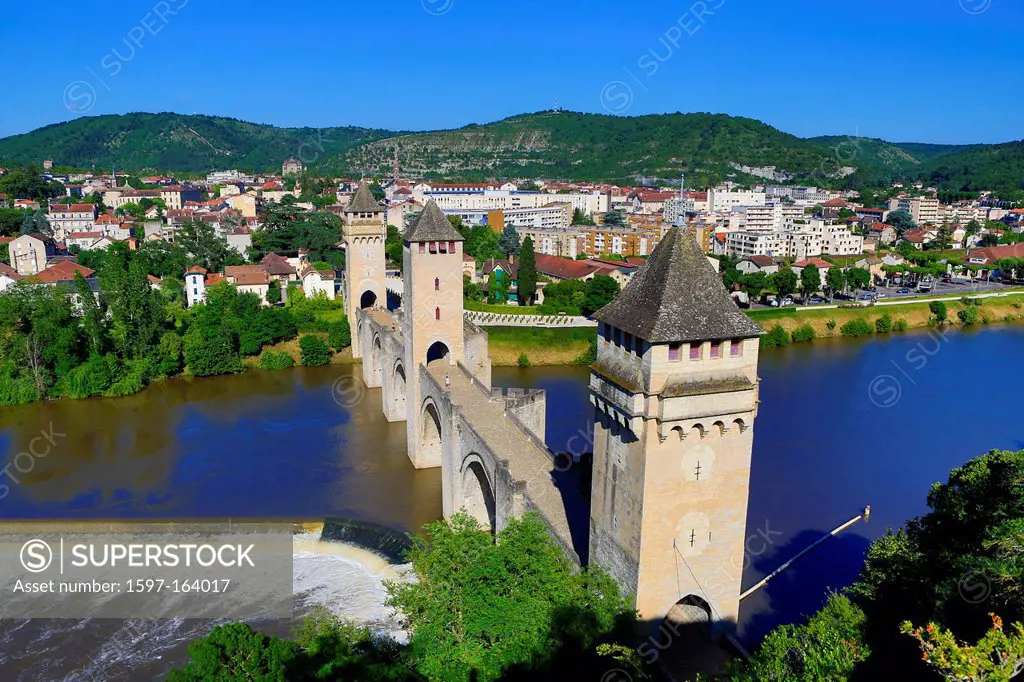 France, Europe, travel, Cahors, Louis Philippe, architecture, bridge, control, tower, gate, history, medieval, middle age, Santiago trail, skyline, te...