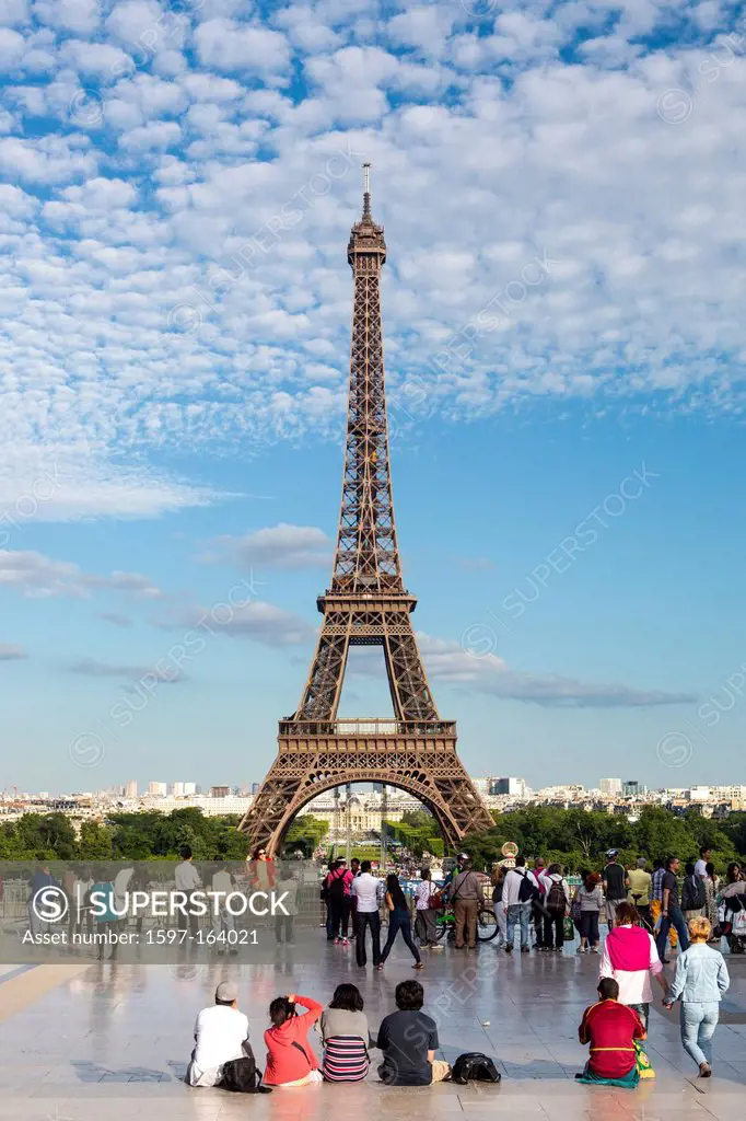 France, Europe, travel, Paris, City, Eiffel Tower, Trocadero, architecture, art, Eiffel, monumental, skyline, terrace, tourists, tower, view