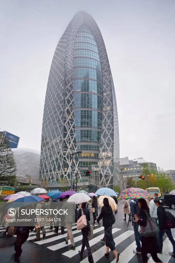 Japan, Asia, holiday, travel, Tokyo, City, Shinjuku, District, West Side, rainy, building, center, buildings, glass, Cocoon Tower, people
