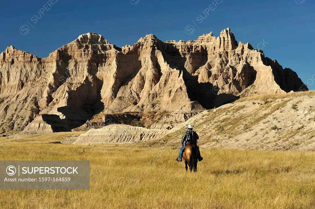 American indian, horseback, riding, cowboy, badlands, Lakota, Sioux, Indian, Badlands, South Dakota, lonesome, horseman, West, prairie, USA, United St...