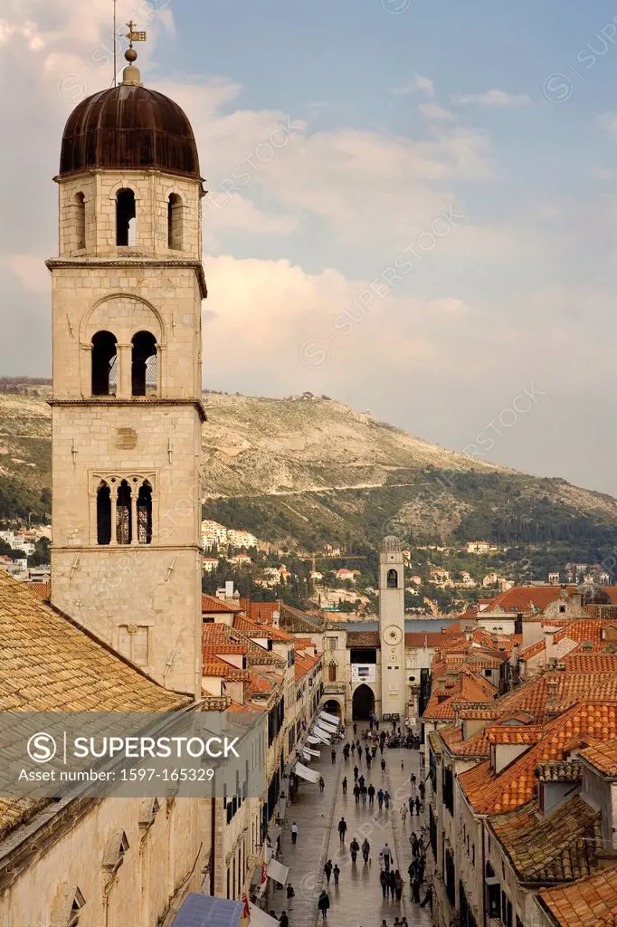 Croatia, Europe, Dubrovnik, spring, old town, place, road, street, cobblestone, busy, hustle bustle, tourism, tourists, tourist, vertical, city, town,...