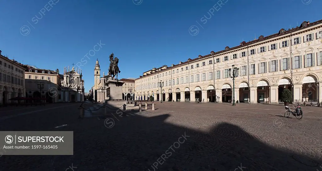 Italy, Europe, Piemont, Turin, statue, monument, equestrian statue, Emanuele Filiberto, Piazza San Carlo, place,