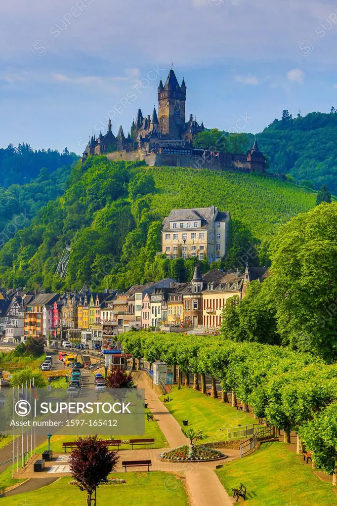Germany, Europe, travel, Moseltal, Moselle, Cochem, Castle, agriculture, bend, clouds, Mosel, nature, river, tourism, valley, village, vineyard, wine,...