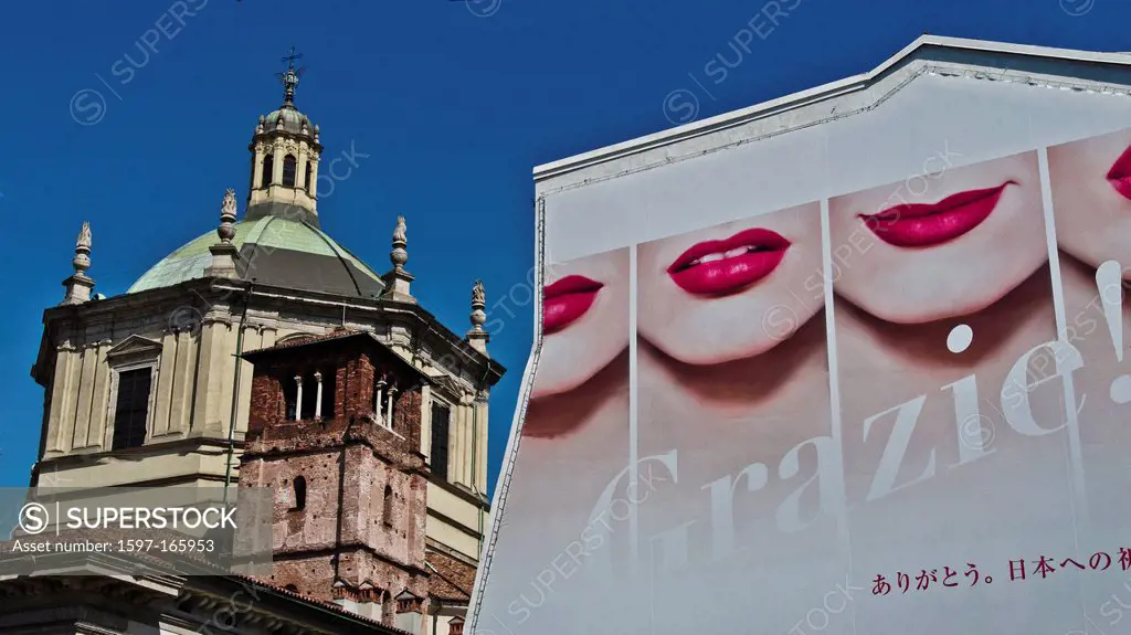 Basilico di San Lorenzo Maggiore all Colonne, basilica, Corso Porta Ticinese, Italy, church, lipstick, Lombardy, Milan, mouth, advertisement, Red, ad,