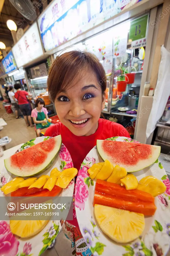 Asia, Singapore, Singapore Hawker Center, Fruit, Fresh Fruit, Exotic Fruit, Food, Asian Food, Asian, Asian Girl, Asian Woman, Tourism, Holiday, Vacati...