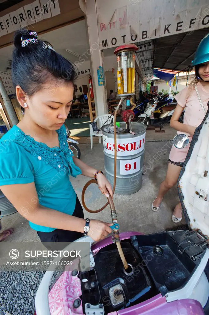 Asia, Thailand, Trat Province, Koh Chang, Female, Woman, Asian Woman, Thai Woman, Thai, Woman Working, Petrol, Gasoline, Energy, Petrol Station, Gas S...