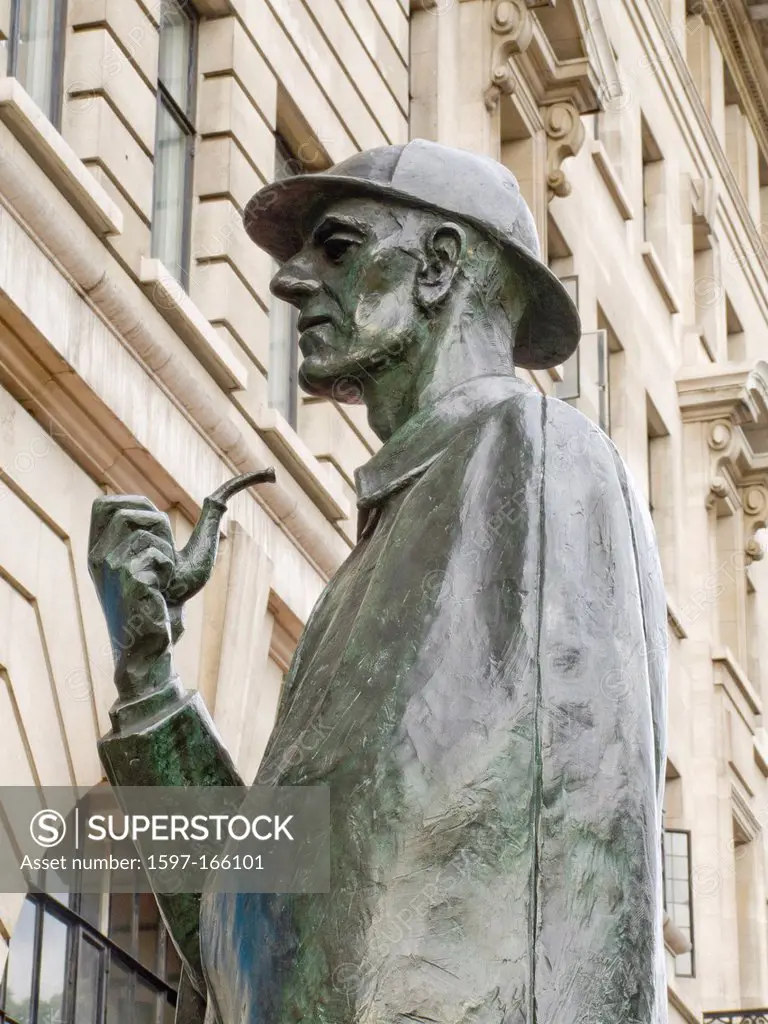 Statue, Sherlock, Holmes, Baker Street, London, England, Europe, detective
