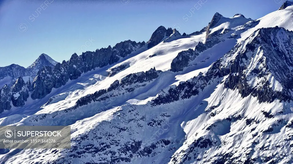 Mountains, mountain range, ice, nanny_goat horn, glacier, scenery, nature, Rothorn, snow, Switzerland, Valais, winter