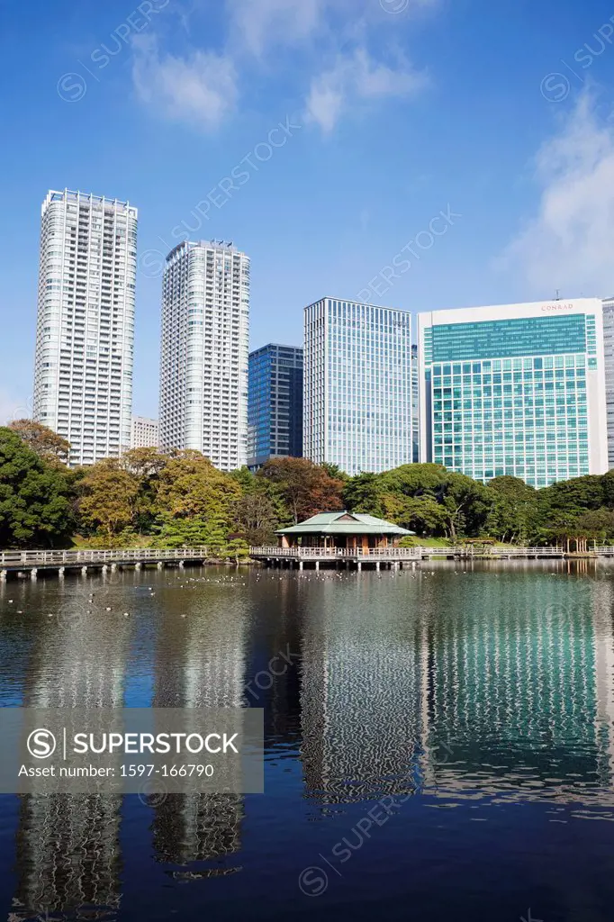 Asia, Japan, Tokyo, Shiodome, Hama Rikyu, Japanese, Garden, Garden, Gardens, Architecture, Modern, Japanese, Modern Architecture