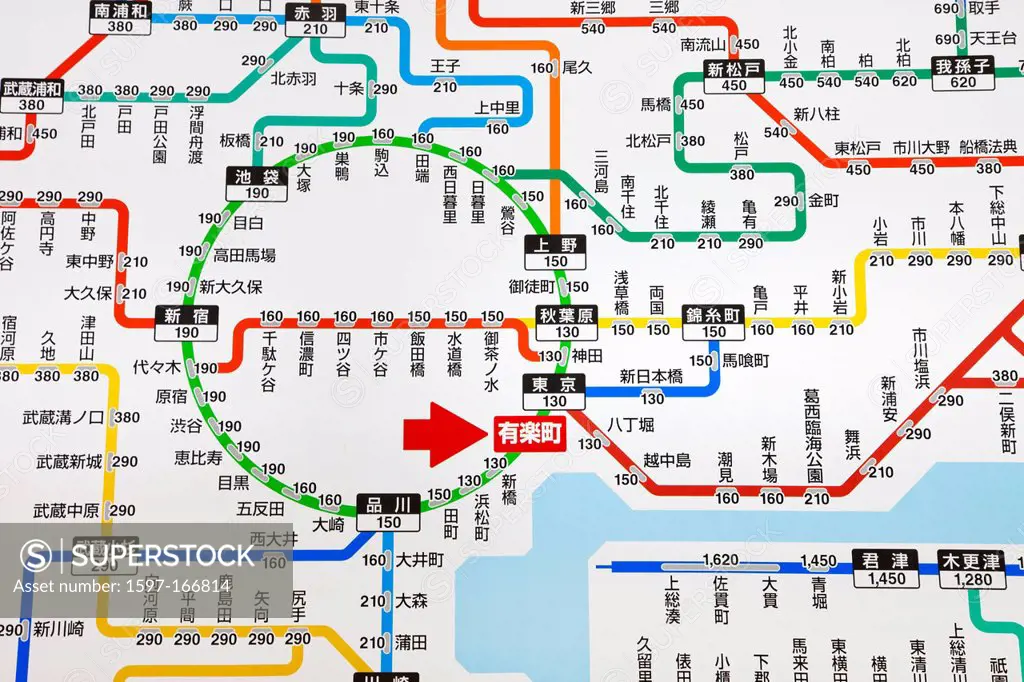 Asia, Japan, Tokyo, Train Map, Tokyo Railway Map, JR, Japan Railways, Map, Maps, Tokyo Map