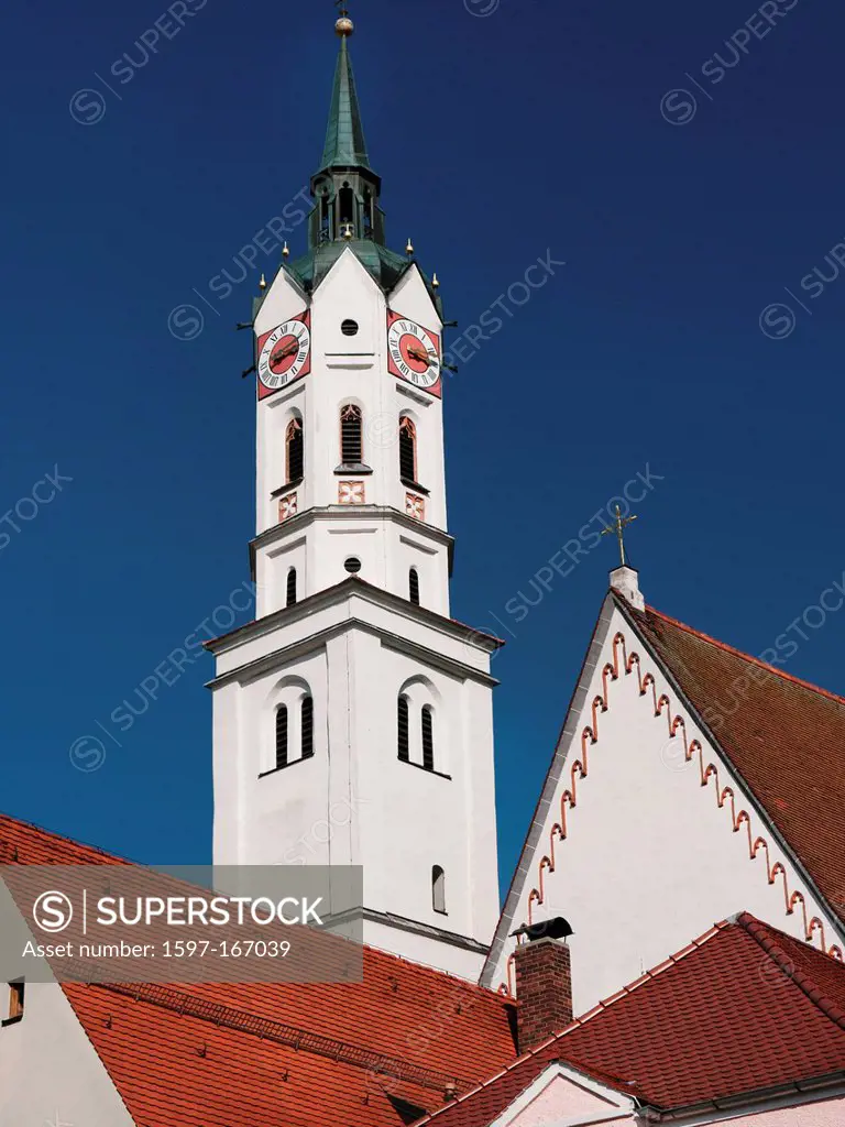 Bavaria, Upper Bavaria, Germany, gable, church, Lord´s house, house of God, house of prayer, house of worship, Catholicism, catholic, church steeple, ...