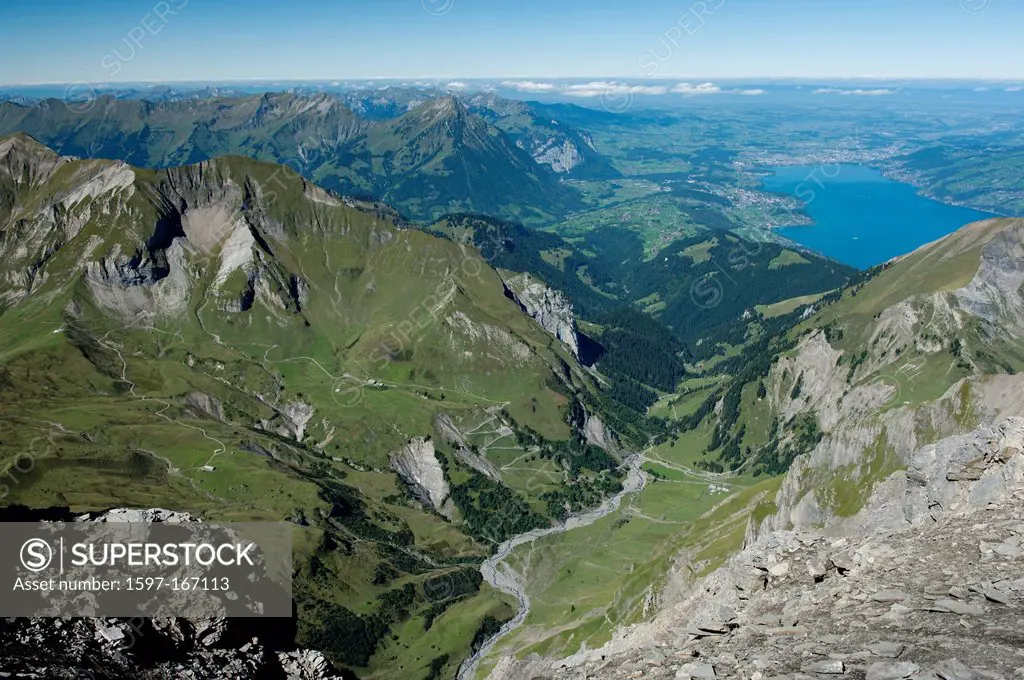 Alps, Bernese Alps, canton Bern, Kiental, Schwalmere, Switzerland, limestone, lake Thun, pre Alps, mountain landscape, mountain scenery, mountainous l...