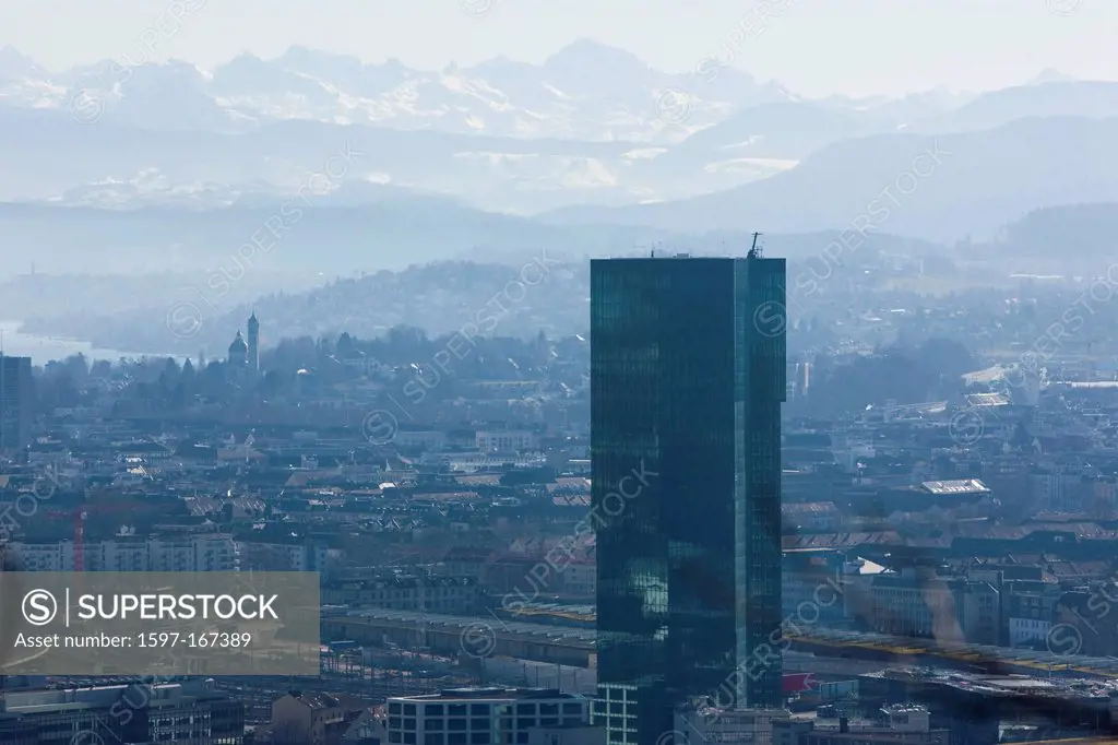 Alps, lake, town, city, canton, Zurich, Switzerland, Europe, architecture, Prime Tower, block of flats, high_rise building,